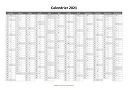 calendrier annuel 2021 vierge