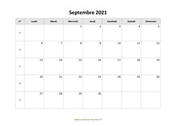calendrier septembre 2021