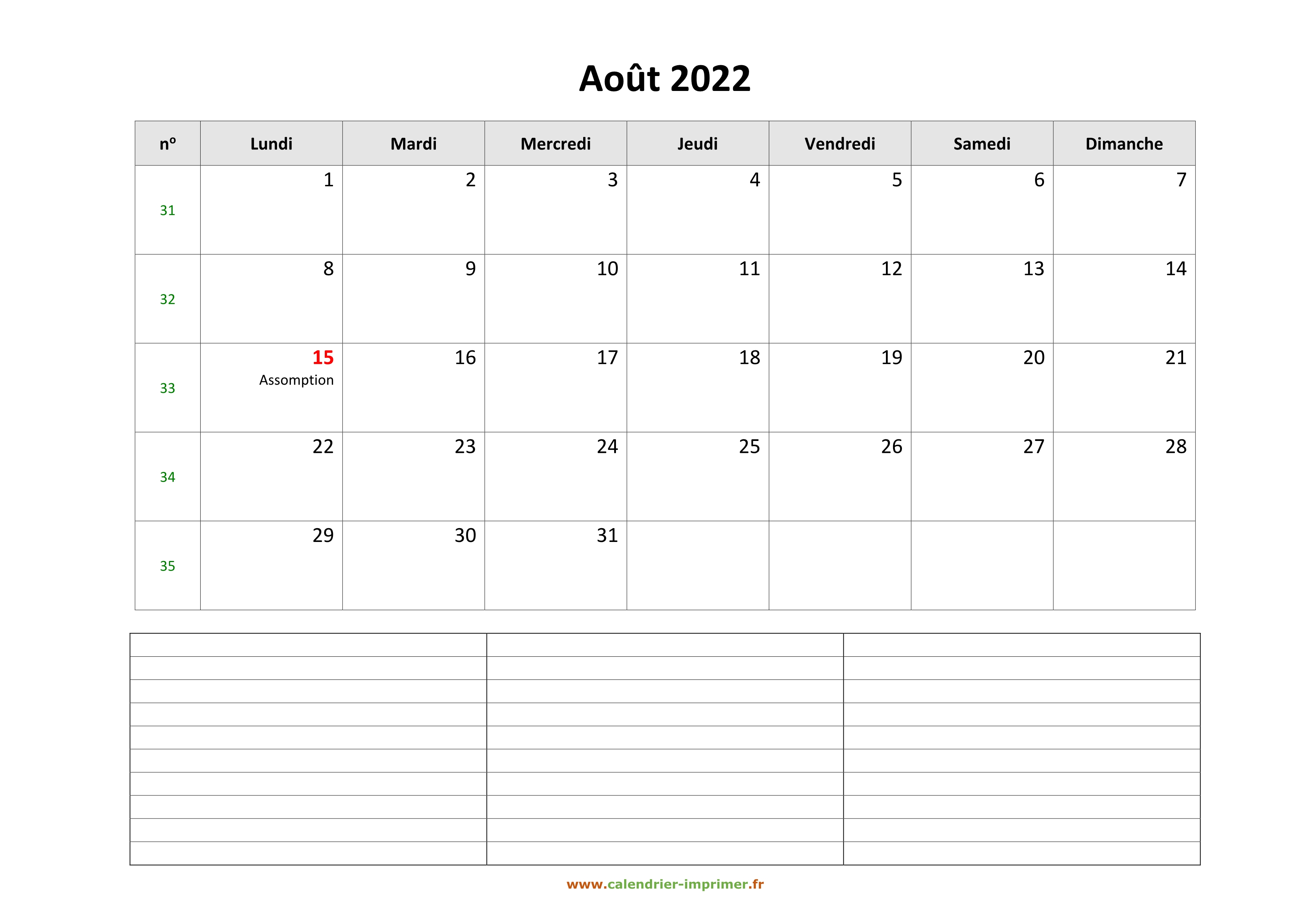 Calendrier Juin Juillet Aout 2022 à Imprimer Calendrier Août 2022 à imprimer