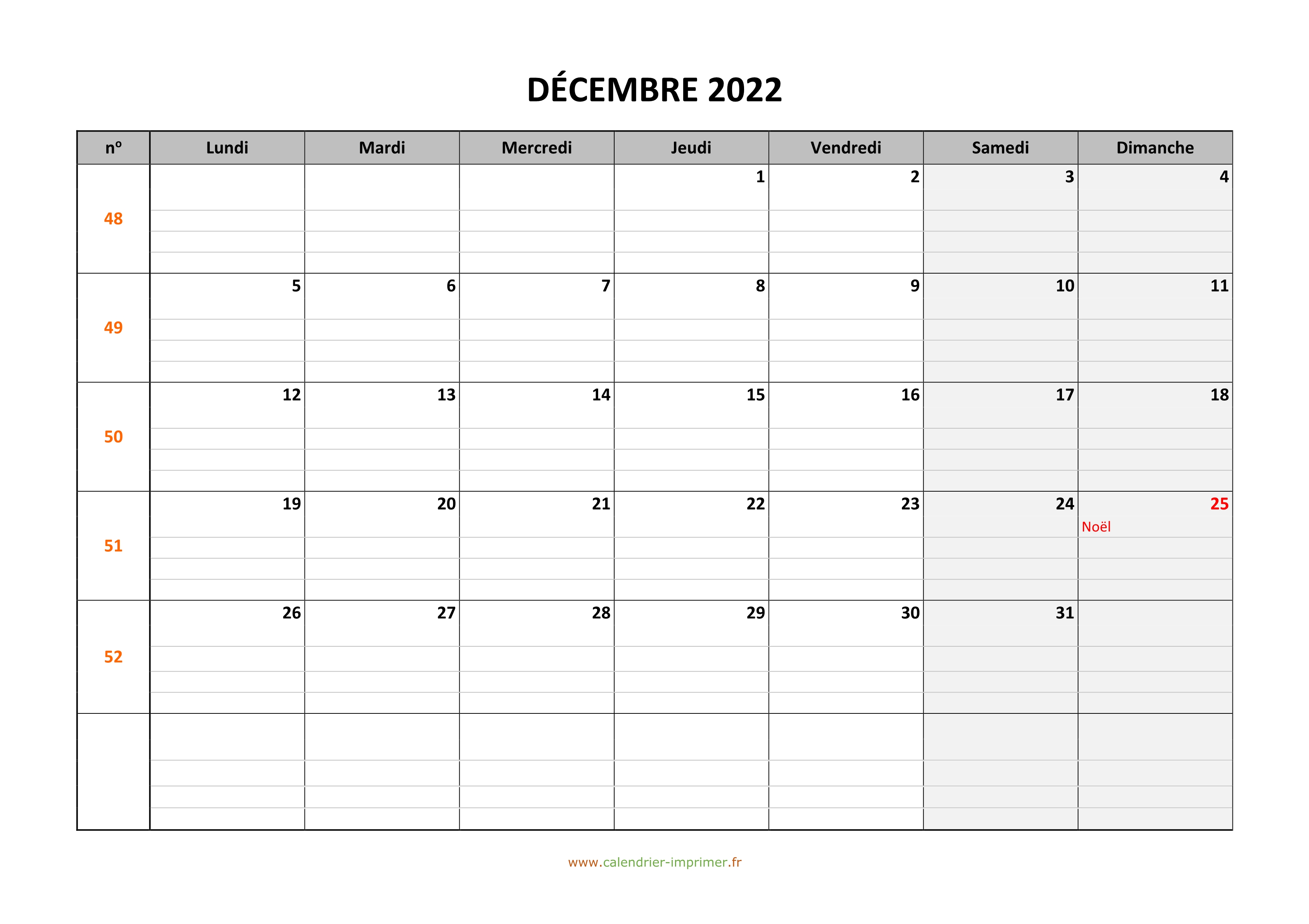 Calendrier Septembre à Décembre 2022 à Imprimer Calendrier Décembre 2022 à imprimer