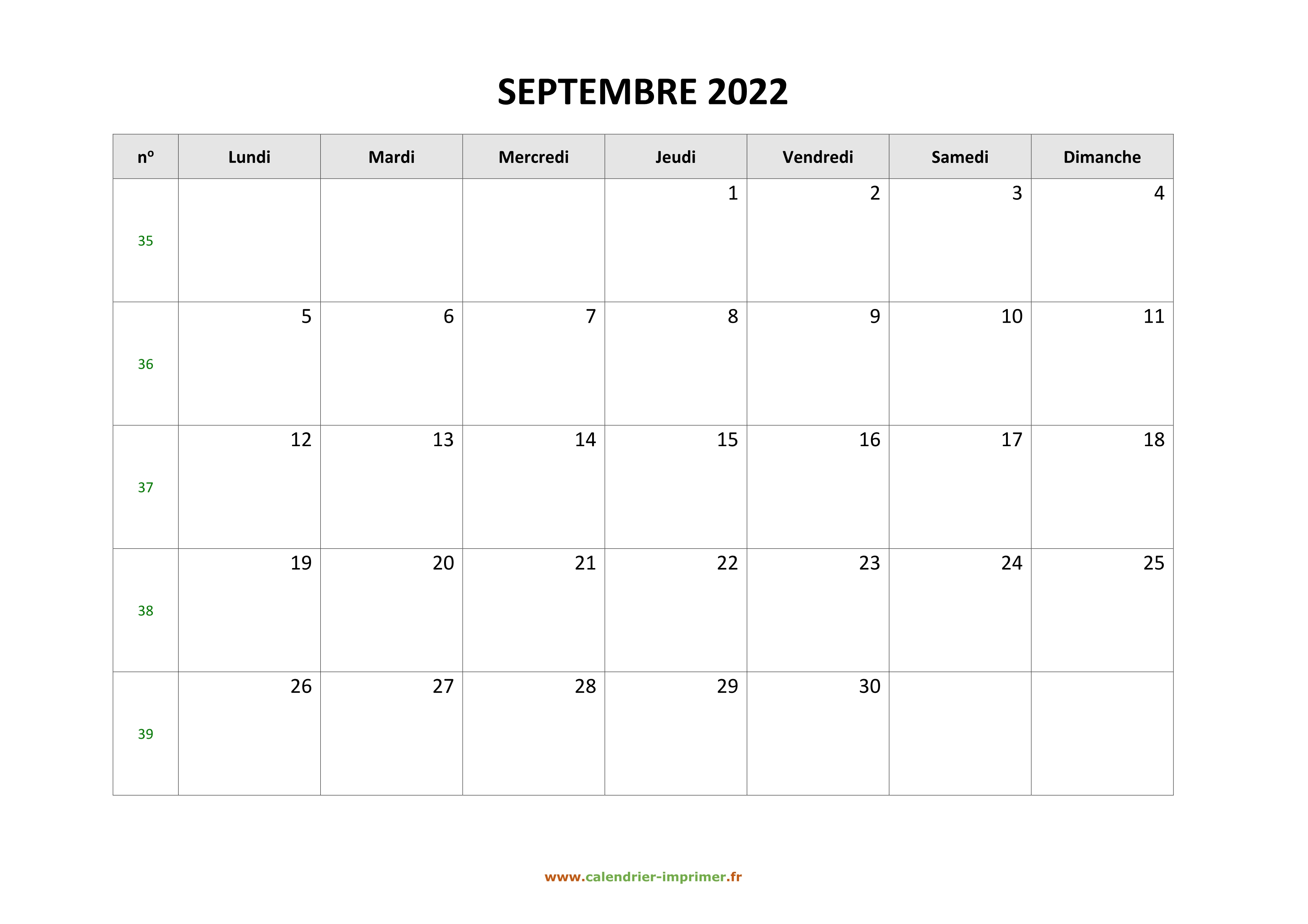 Calendrier Mois De Septembre 2022 à Imprimer Calendrier Septembre 2022 à imprimer