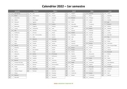 calendrier annuel 2022 semestre fetes
