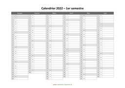 calendrier annuel 2022 semestre
