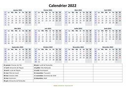  Calendrier  2022   imprimer gratuit 