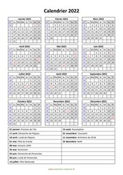 calendrier annuel 2022 vacances vertical