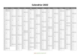 calendrier annuel 2022 vierge