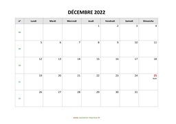 calendrier décembre 2022