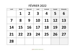 calendrier février 2022 modele 01