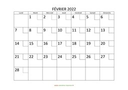 calendrier février 2022 modele 02