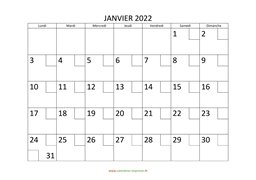 calendrier janvier 2022 modele 02