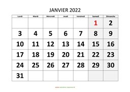 calendrier mensuel 2022 modele 01