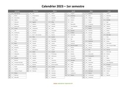 calendrier annuel 2023 semestre fetes