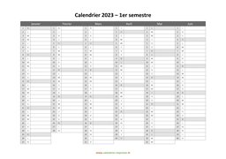 calendrier annuel 2023 semestre