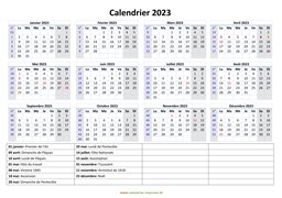 calendrier annuel 2023 vacances horizontal