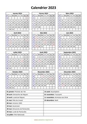 calendrier annuel 2023 vacances vertical