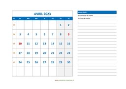 calendrier avril 2023 modele 06