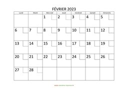 calendrier février 2023 modele 02