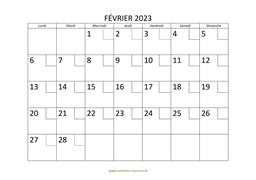 calendrier février 2023 modele 02