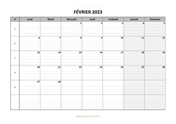 calendrier février 2023 modele 05