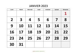 calendrier janvier 2023 modele 01