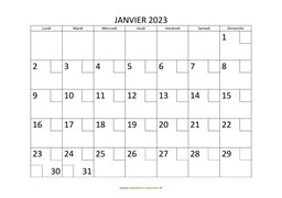 calendrier janvier 2023 modele 02