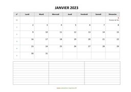 calendrier janvier 2023 modele 07