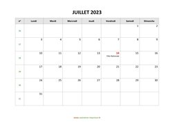 calendrier juillet 2023