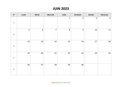 calendrier juin 2023
