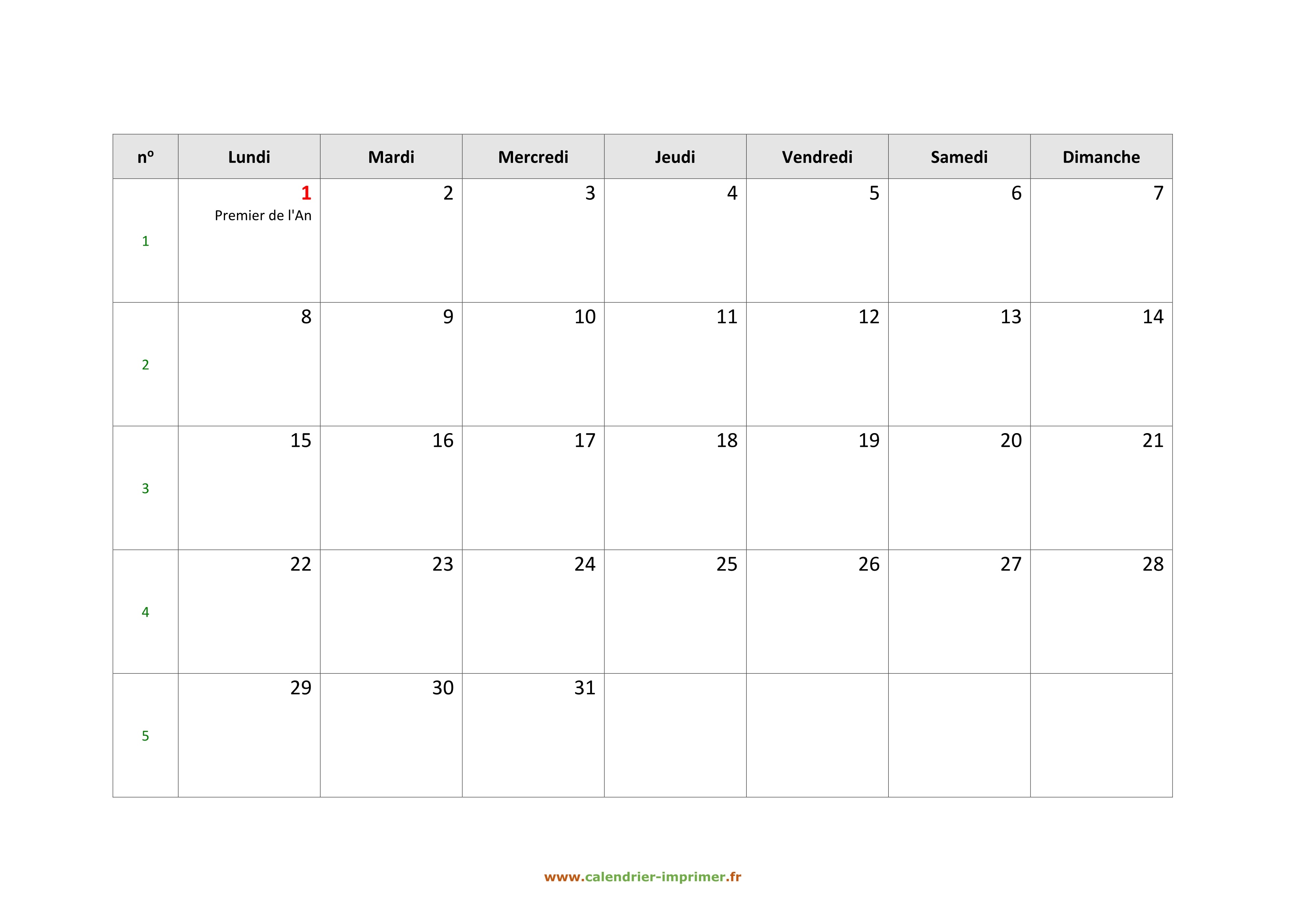 Calendrier 2024 à imprimer gratuit
