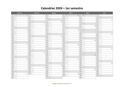 calendrier annuel 2024 semestre semaines