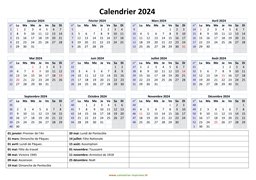 calendrier annuel 2024 vacances horizontal