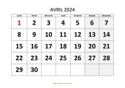calendrier avril 2024 modele 01