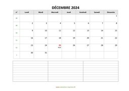 calendrier décembre 2024 modele 07