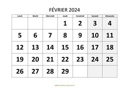 calendrier février 2024 modele 01