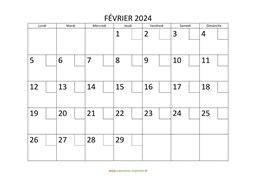calendrier février 2024 modele 02