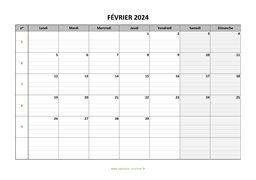 calendrier février 2024 modele 05
