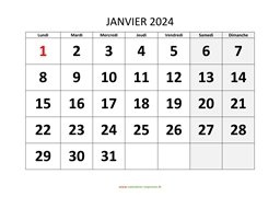 calendrier janvier 2024 modele 01