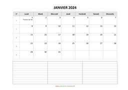 calendrier janvier 2024 modele 07