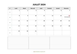 calendrier juillet 2024 modele 07