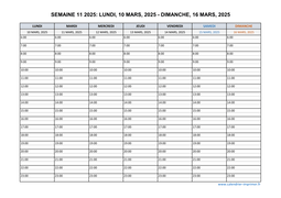 semaine 11 2025 dates et calendrier