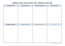 semaine 18 2025 dates et calendrier