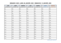 semaine 2 2025 dates et calendrier