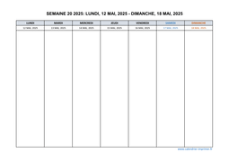 semaine 20 2025 dates et calendrier