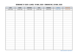 semaine 21 2025 dates et calendrier
