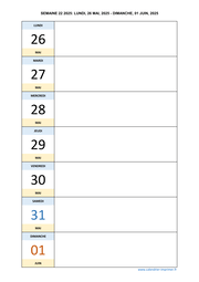 semaine 22 2025 dates et calendrier