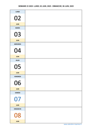 semaine 23 2025 dates et calendrier