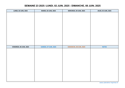 semaine 23 2025 dates et calendrier