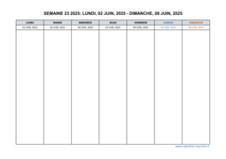 semaine 23 2025 dates et calendrier