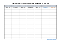semaine 23 2025 dates et calendrier