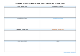semaine 24 2025 dates et calendrier